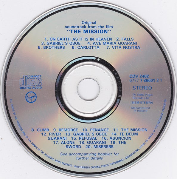 Ennio Morricone : The Mission (Original Soundtrack From The Film) (CD, Album, RE)