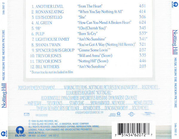 Various : Notting Hill (Music From The Motion Picture) (CD, Comp)