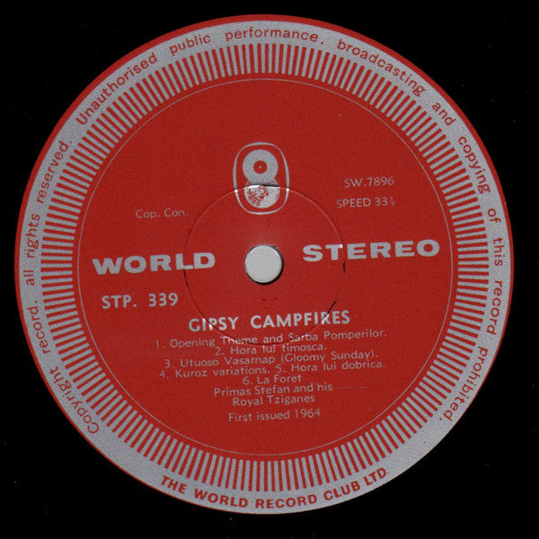 Stefan Primas & His Royal Tziganes : Gipsy Camp Fires (LP, Album, Club, RE)
