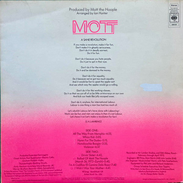 Mott The Hoople : Mott (LP, Album, Uni)