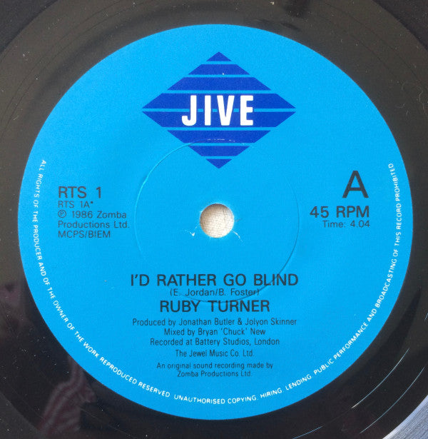 Ruby Turner : I'd Rather Go Blind (7", Single)