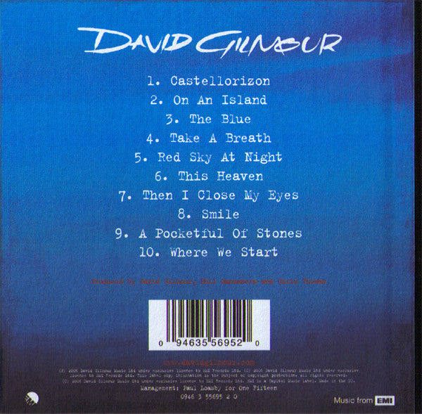 David Gilmour : On An Island (CD, Album, Dig)