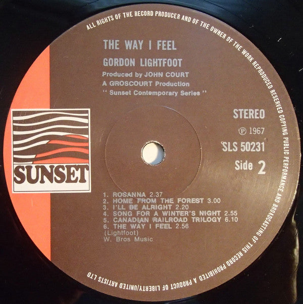 Gordon Lightfoot : The Way I Feel (LP, Album, RE)