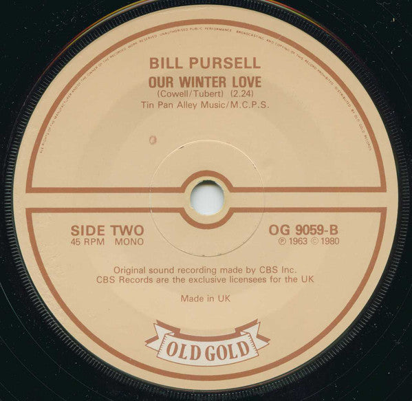 Percy Faith & His Orchestra / Bill Pursell : Theme From A Summer Place / Our Winter Love (7", Single, Mono)