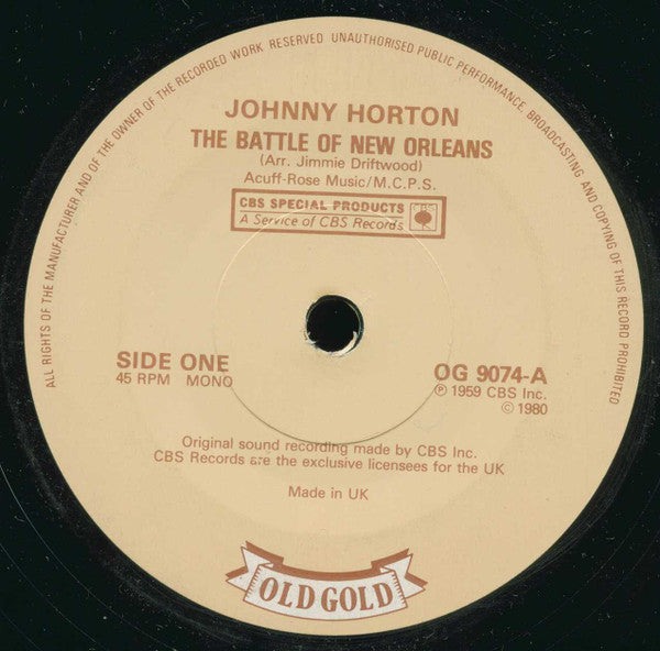 Johnny Horton / Stonewall Jackson : The Battle Of New Orleans  /  Waterloo (7", Single)