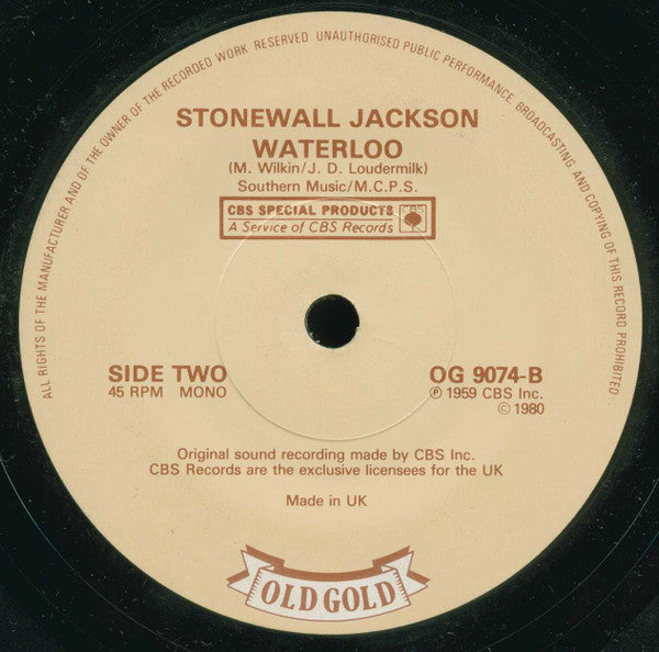 Johnny Horton / Stonewall Jackson : The Battle Of New Orleans  /  Waterloo (7", Single)