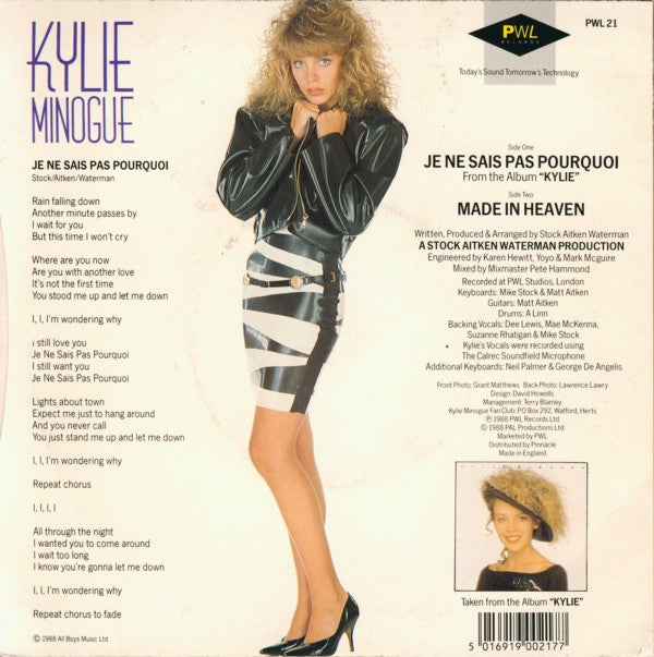 Kylie Minogue : Je Ne Sais Pas Pourquoi / Made In Heaven (7", Single, Sil)