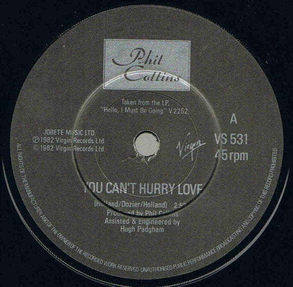 Phil Collins : You Can't Hurry Love (7", Single)