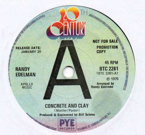 Randy Edelman : Concrete And Clay (7", Single, Promo)