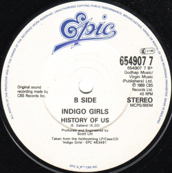 Indigo Girls : Closer To Fine (7", Single)