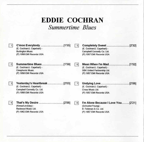 Eddie Cochran : Summertime Blues (CD, Comp)