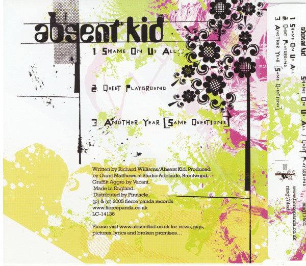 Absent Kid : Shame On Us All / Quiet Playground (CD, Single)