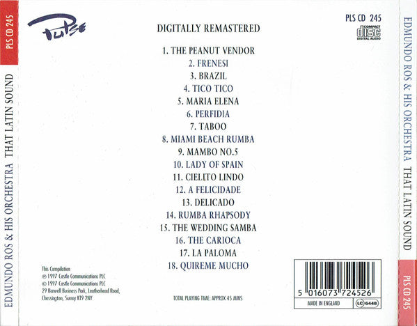 Edmundo Ros & His Orchestra : That Latin Sound (CD, Comp, RM)