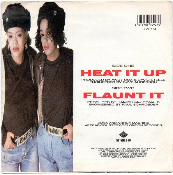 The Wee Papa Girl Rappers* Featuring Two Men And A Drum Machine : Heat It Up (7", Single)