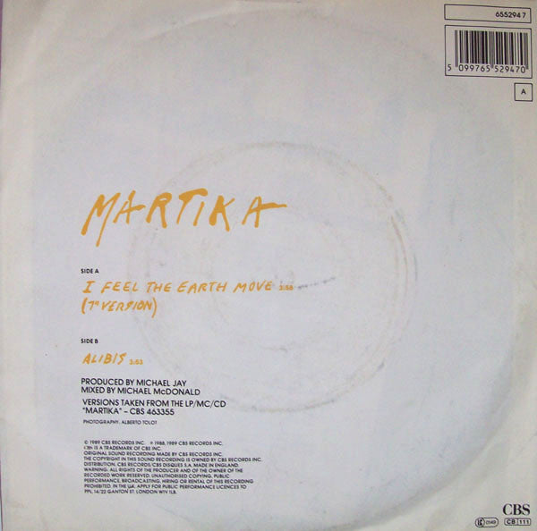 Martika : I Feel The Earth Move (7", Single)