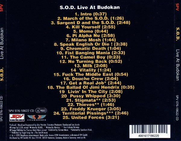 Stormtroopers Of Death : Live At Budokan (CD, Album, RE)