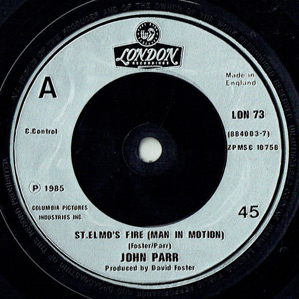 John Parr : St. Elmo's Fire (Man In Motion) (7", Single, Sil)