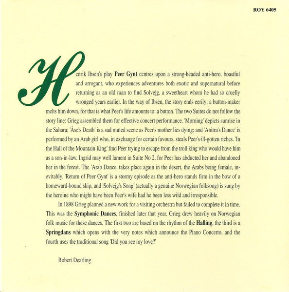 Edvard Grieg, Bournemouth Symphony Orchestra, Paavo Berglund : Peer Gynt Suites Nos. 1 & 2 / Symphonic Dances (CD)