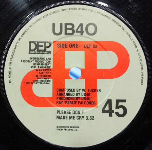UB40 : Please Don't Make Me Cry (7", Single, Red)