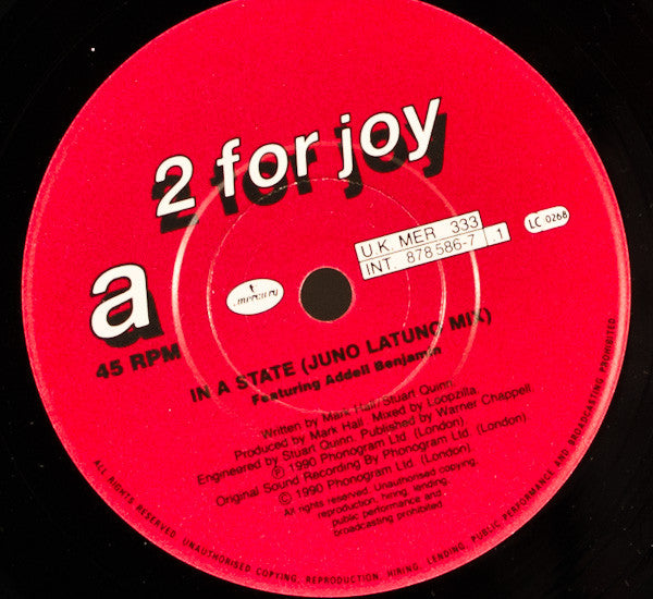 2 For Joy : In A State (7")