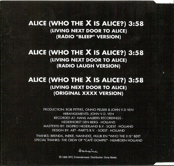 Gompie : Alice, Who The X Is Alice? (Living Next Door To Alice) (CD, Single)