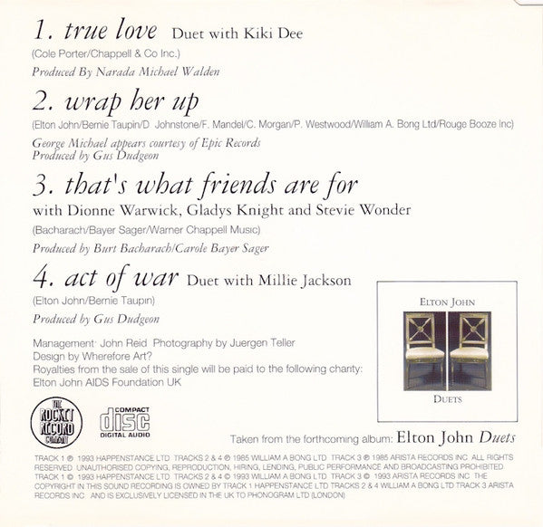Elton John & Kiki Dee : True Love (CD, Single)