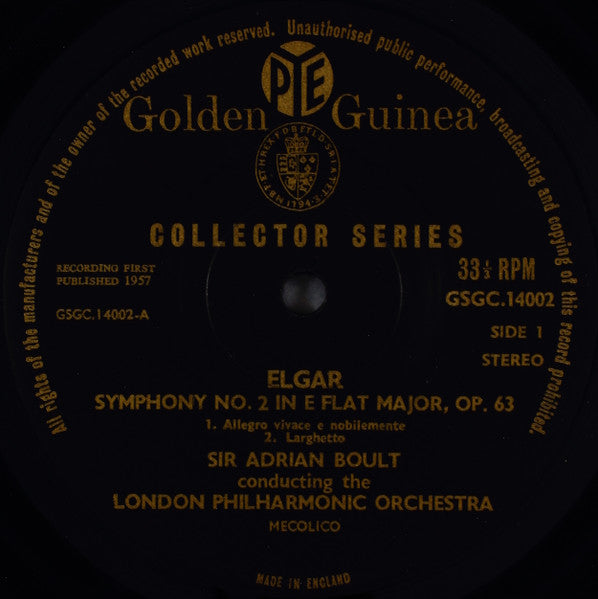 Elgar*, Sir Adrian Boult Conducting The London Philharmonic Orchestra* : Symphony No. 2 (LP, Album)