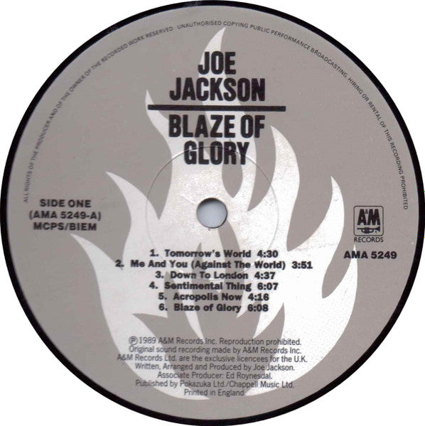 Joe Jackson : Blaze Of Glory (LP, Album, EMI)