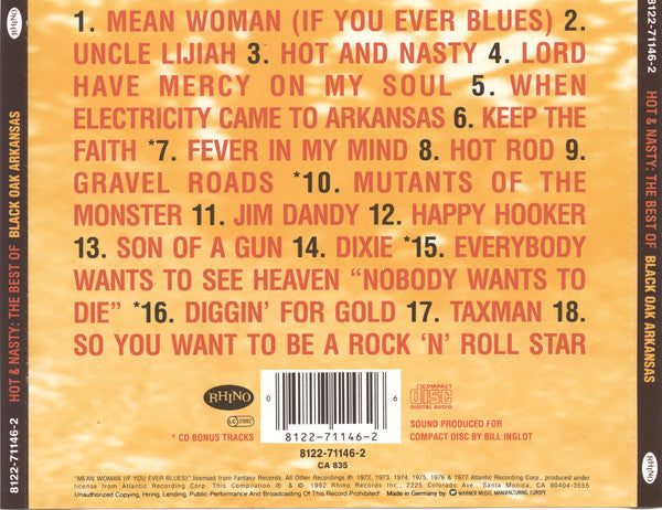 Black Oak Arkansas : Hot & Nasty: The Best Of Black Oak Arkansas  (CD, Comp, RE)