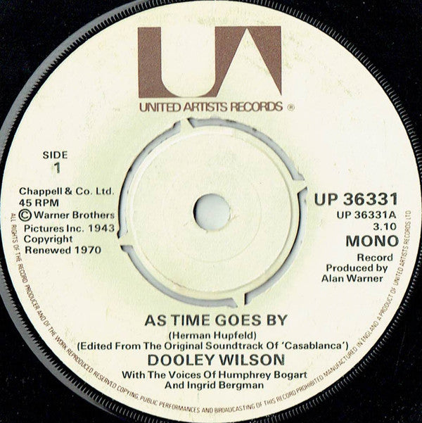 Dooley Wilson With The Voices Of Humphrey Bogart And Ingrid Bergman / Dick Powell (2) : As Time Goes By / I'll String Along With You (7", Single, Mono, RE)