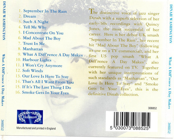 Dinah Washington : What A Diff'rence A Day Makes (CD, Comp)