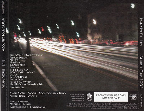 Maria Mckee : Live Acoustic Tour 2006 (CD, Album, Promo)