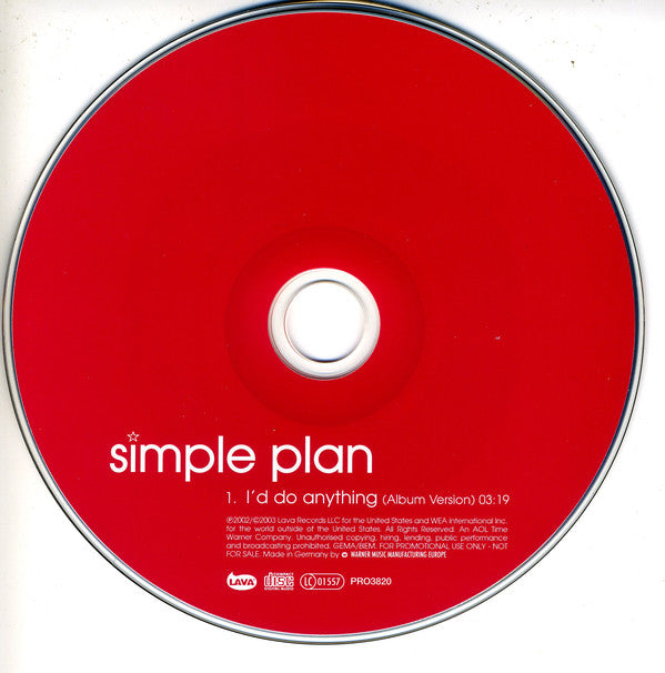 Simple Plan : I'd Do Anything (CD, Single, Promo)