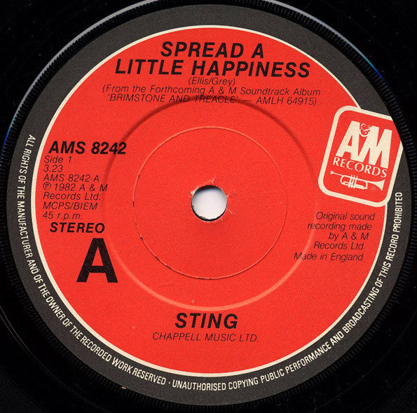 Sting : Spread A Little Happiness (7", Single)