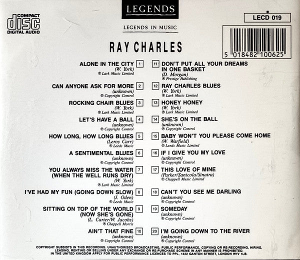 Ray Charles : Legends In Music (CD, Comp)