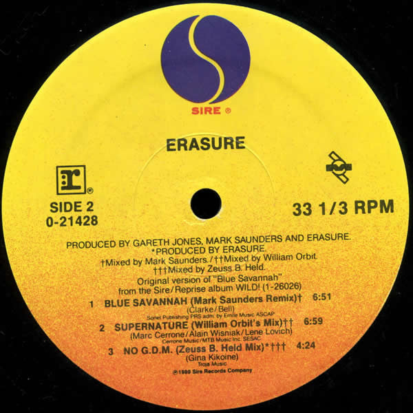 Erasure : Blue Savannah / Runaround On The Underground / Supernature / No G.D.M. (12", Maxi)