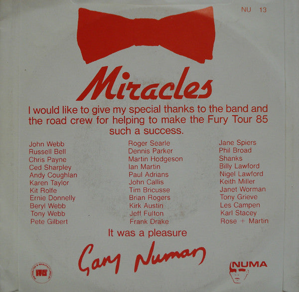 Gary Numan : Miracles (7", Single, Whi)