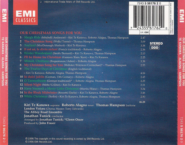Roberto Alagna, Kiri Te Kanawa, Thomas Hampson : Our Christmas Songs For You (CD, Album)