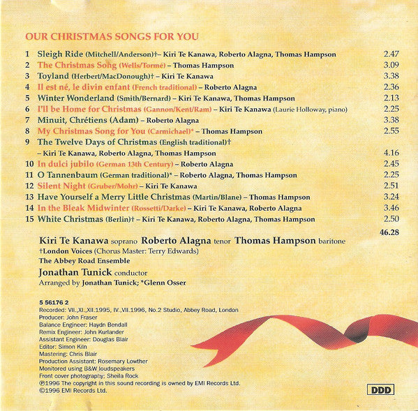 Roberto Alagna, Kiri Te Kanawa, Thomas Hampson : Our Christmas Songs For You (CD, Album)