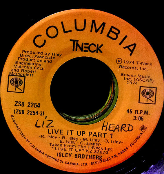 The Isley Brothers : Live It Up Part 1 / Live It Up Part 2 (7")
