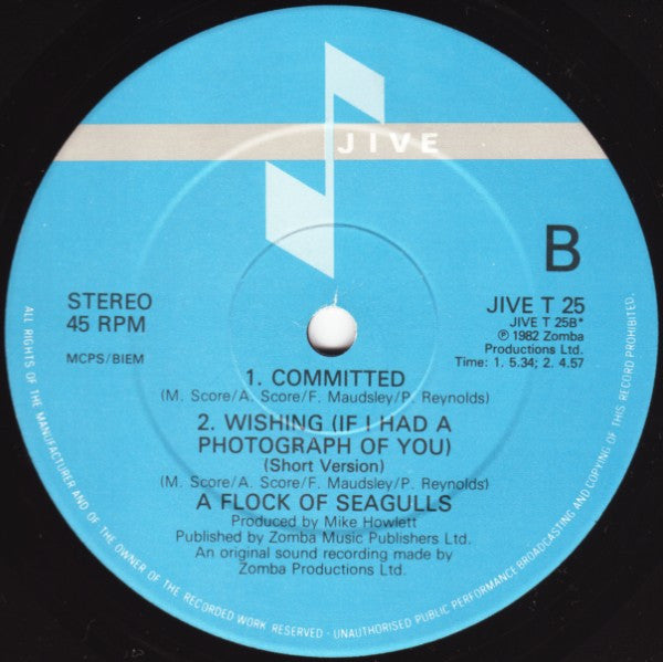 A Flock Of Seagulls : Wishing (If I Had A Photograph Of You) (12", Single)