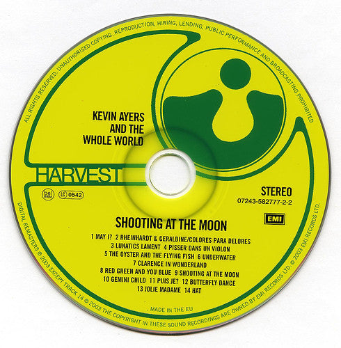 Kevin Ayers And The Whole World : Shooting At The Moon (CD, Album, RE, RM)