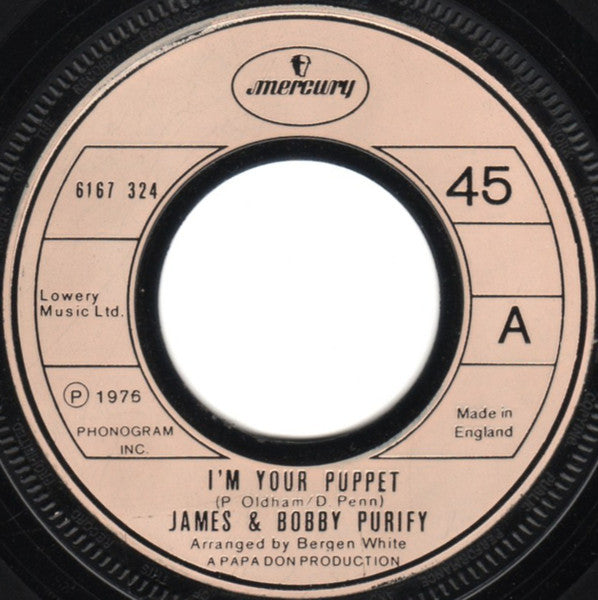 James & Bobby Purify : I'm Your Puppet (7", Lar)