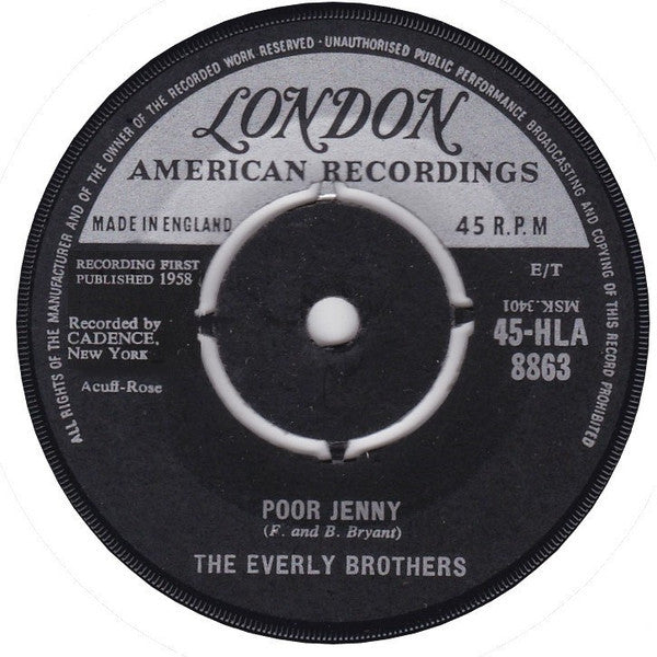 Everly Brothers : Take A Message To Mary  (7", Single, RP, Rou)