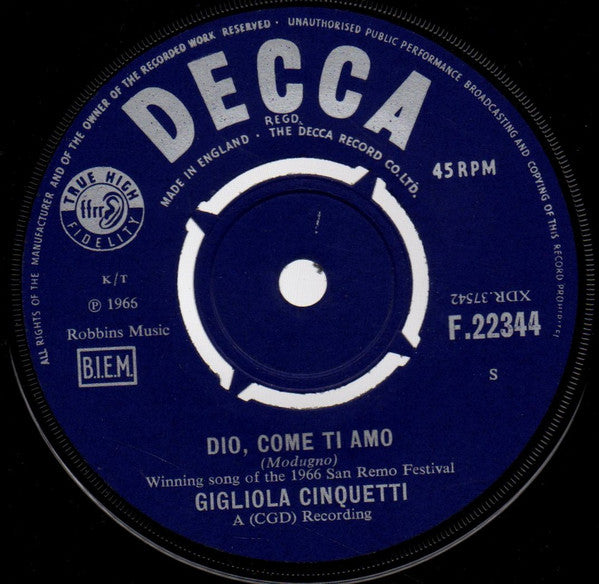 Gigliola Cinquetti : Dio, Come Ti Amo / Vuoi (7", Single)