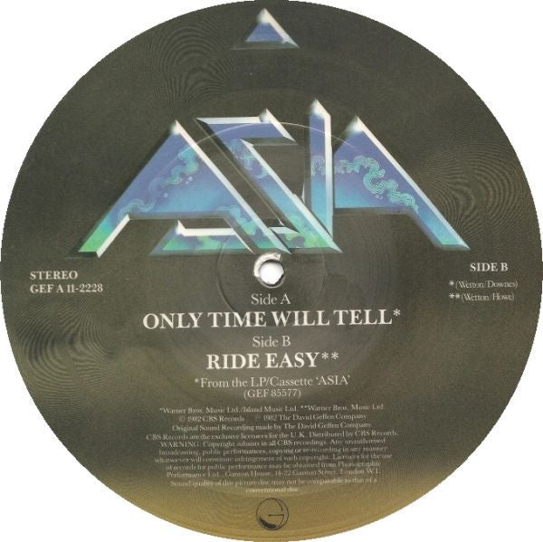 Asia (2) : Only Time Will Tell (7", Single, Pic)