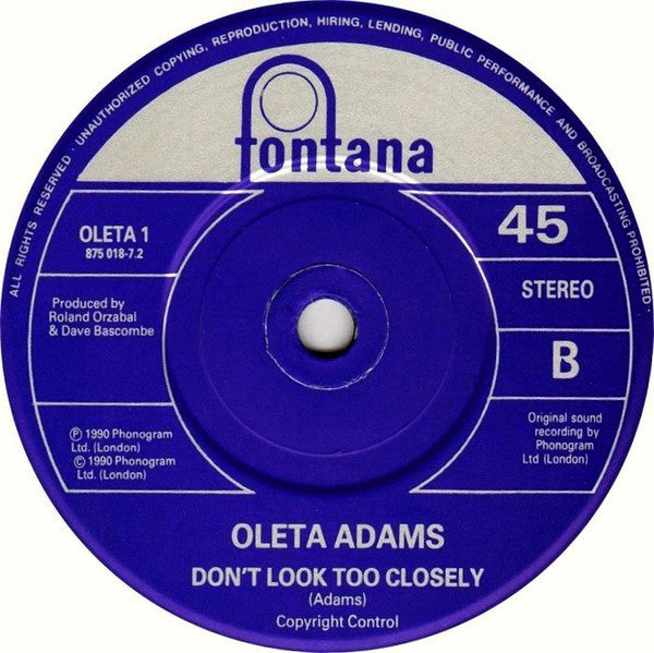 Oleta Adams : Rhythm Of Life (7", Single, Blu)