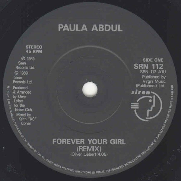 Paula Abdul : Forever Your Girl (7", Single, Pap)