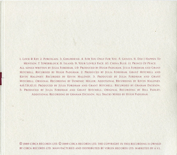 Julia Fordham : Porcelain (The Second Album) (CD, Album, Promo)