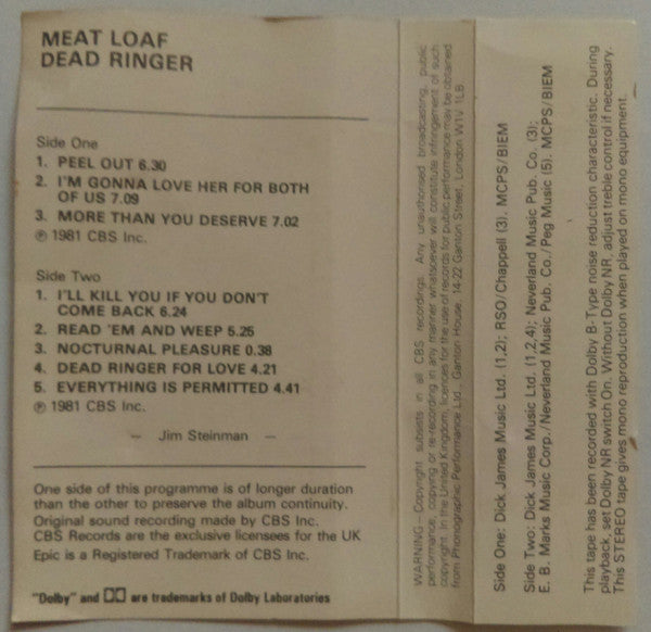 Meat Loaf : Dead Ringer (Cass, Album, Blu)